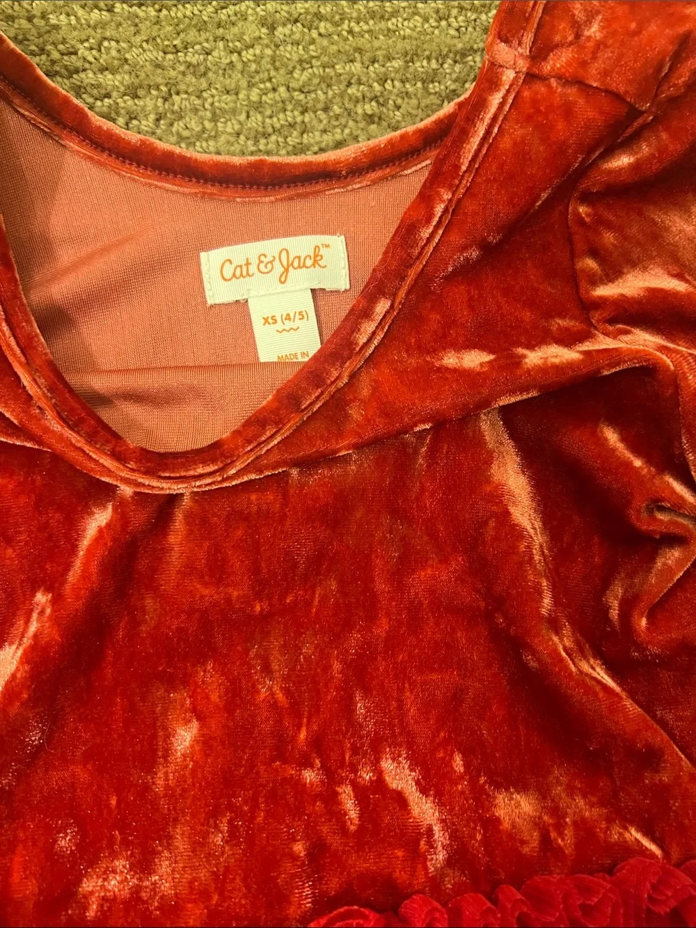 Girls Red Velvet and Tulle Party Dress